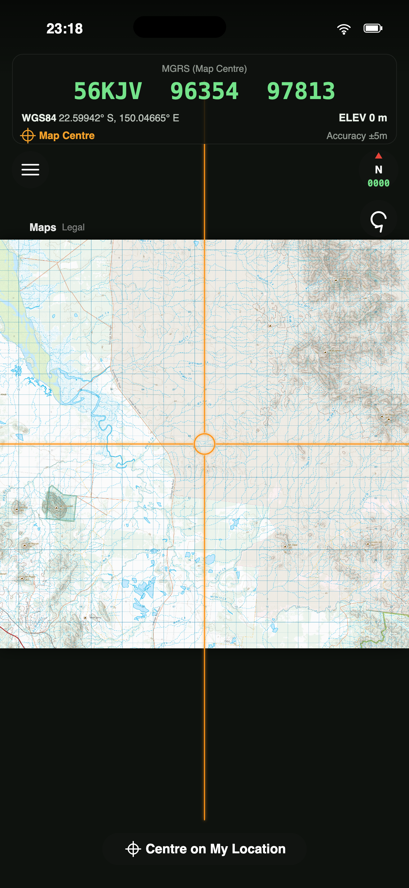 Australian QTopo basemap loaded in app
