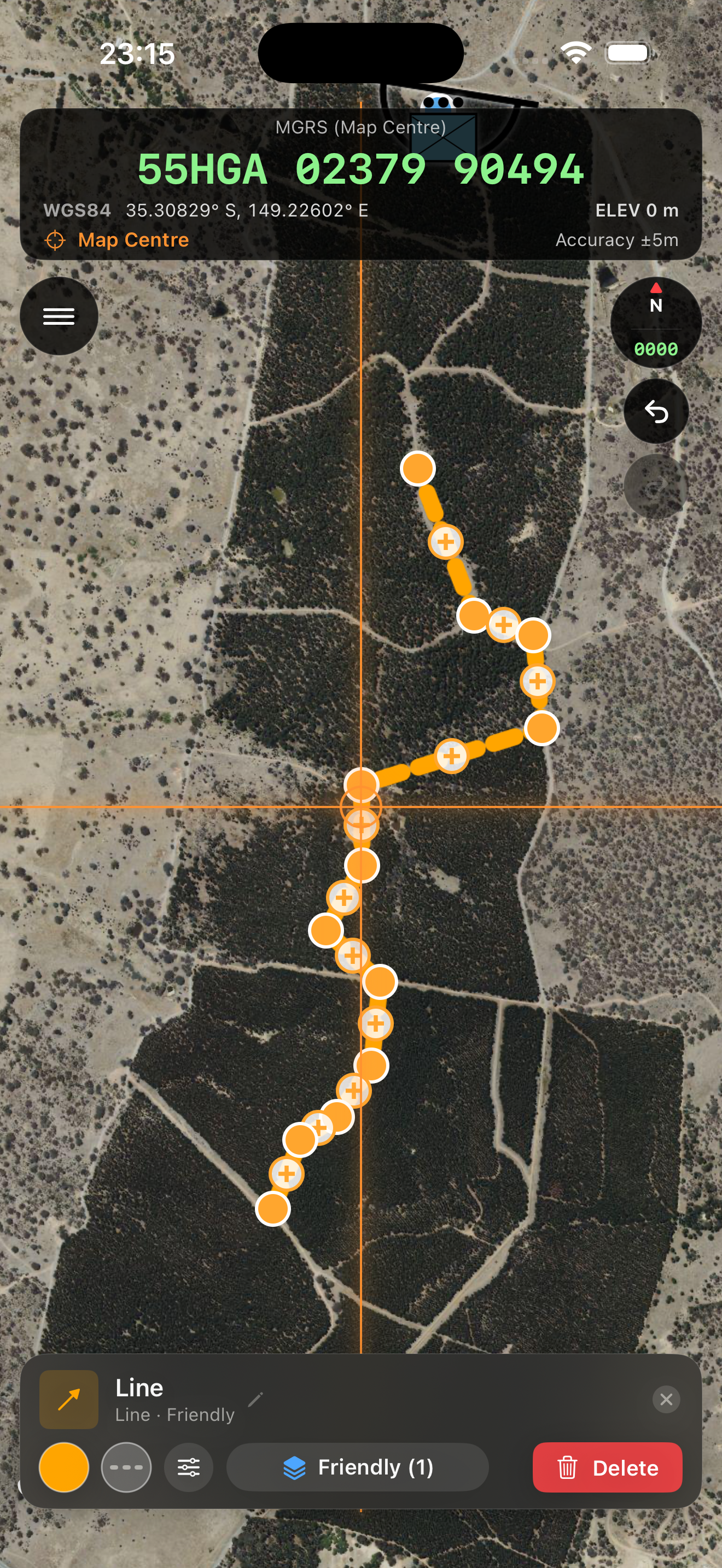 Editing a route line with vertices