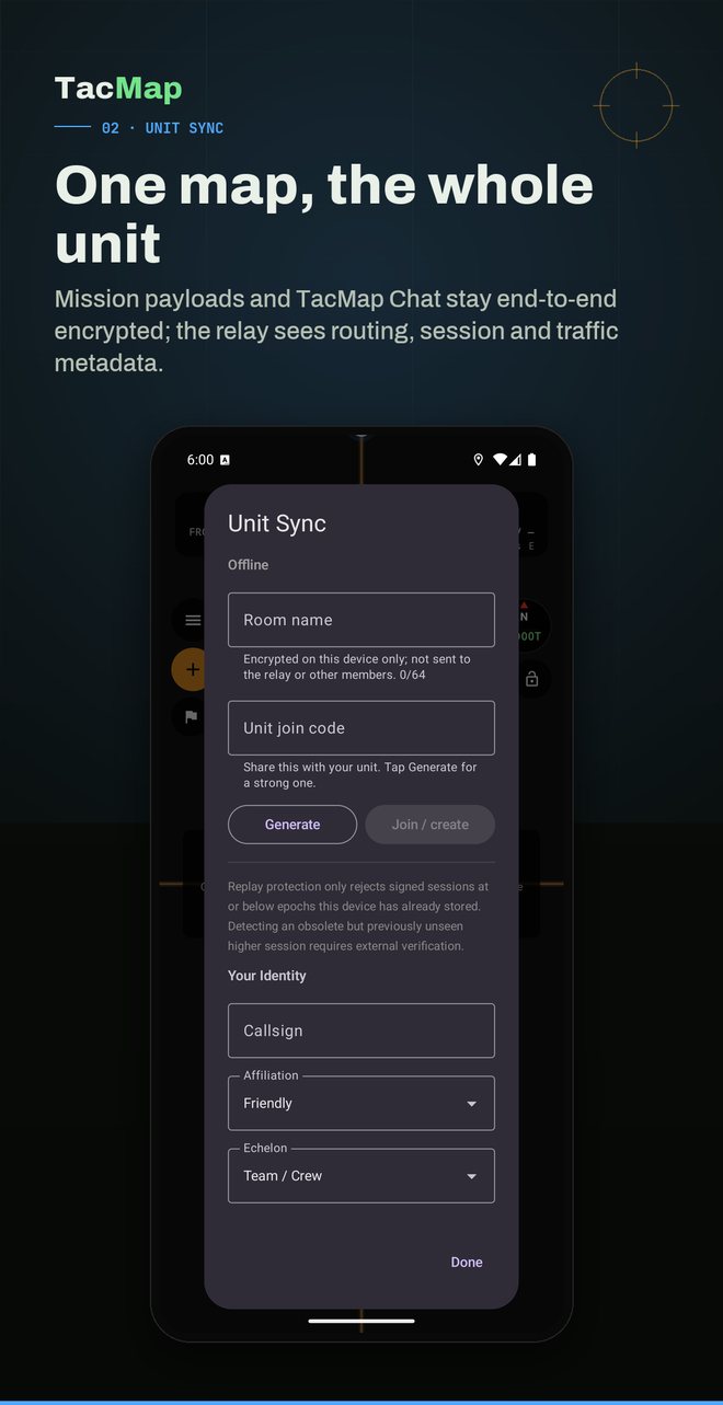 One map, the whole unit. Current Android Unit Sync setup with the 2.0 relay and encryption disclosure.